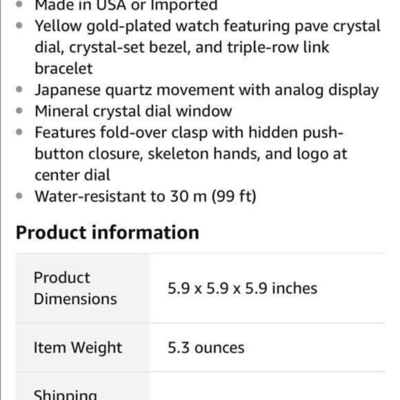 Womens Kenneth Cole New York Gold-Tone Crystal-Encrusted Large Dial Watch - Picture 8 of 8